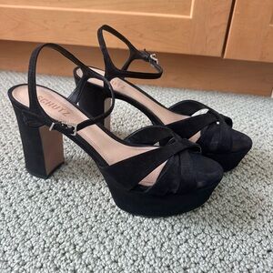 Schutz Keefa black suede platform heels 9